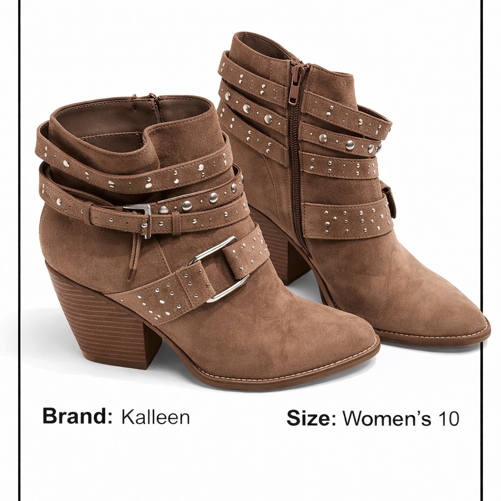 Stylish Tan Ankle Boots with Buckle Detail